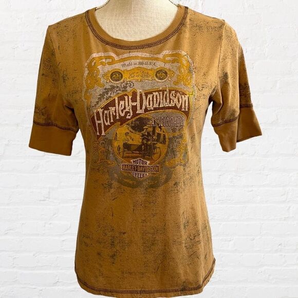 Harley-Davidson Tops - Harley Davidson Made in the USA 100% Cotton Elbow Sleeve T, Size Small